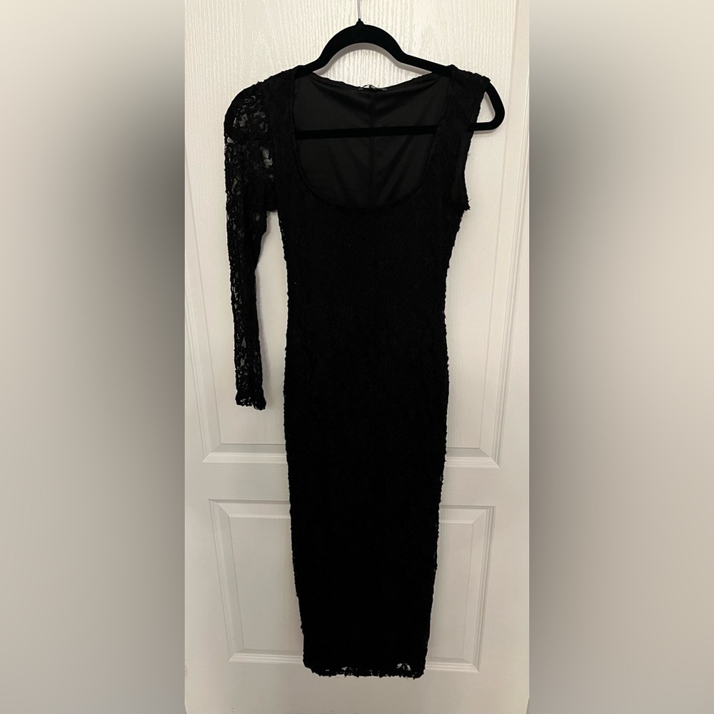 bebe Black Long Sleeve Lace Dress